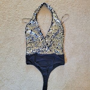 Luxxel silver sequin bodysuit